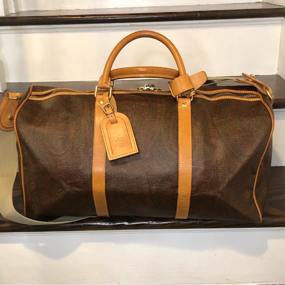 ETRO Milano Red Paisley Boston Weekend Bag With Carry Strap 50 cm - Picture 3 of 17